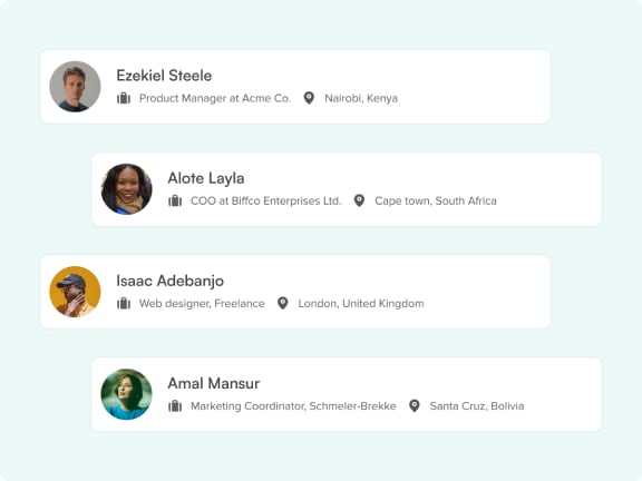 Example Mentor profile cards