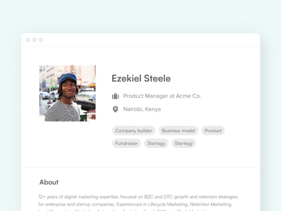 a preview/screenshot of an example mentor profile